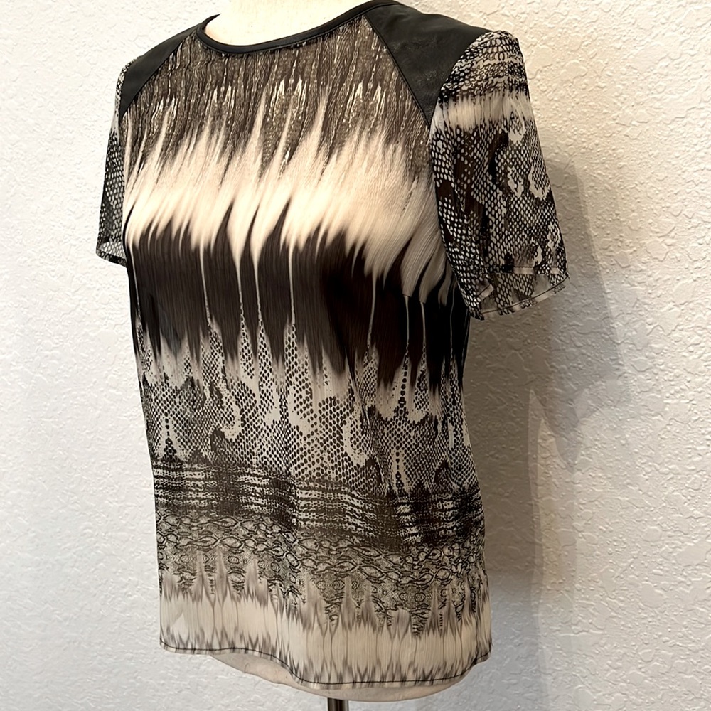 GENERATION LOVE‎ NY Sheer Top Snake Print Faux Leather Made USA Fitted  S - Picture 6 of 17